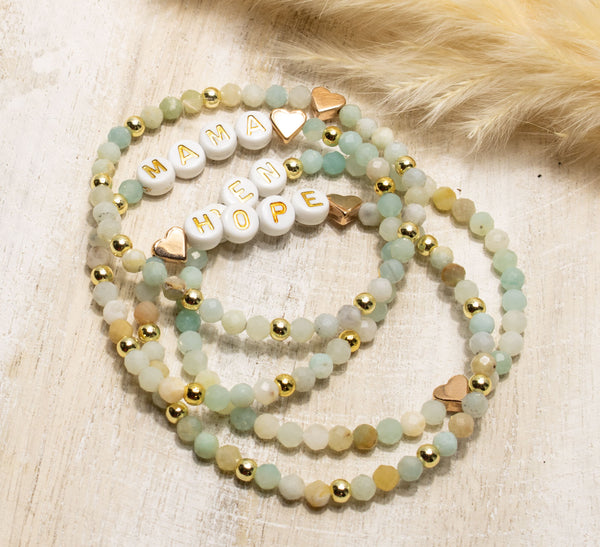 Amazonit Armband, Personalisiert , 18K vergoldete Perlen, Namensarmband