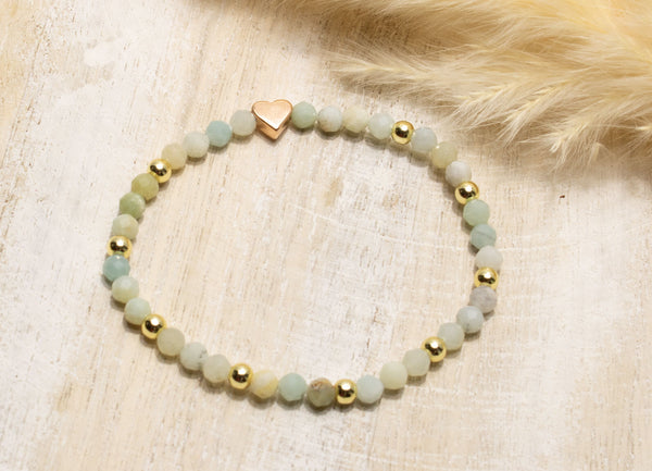 Amazonit Armband, Personalisiert , 18K vergoldete Perlen, Namensarmband