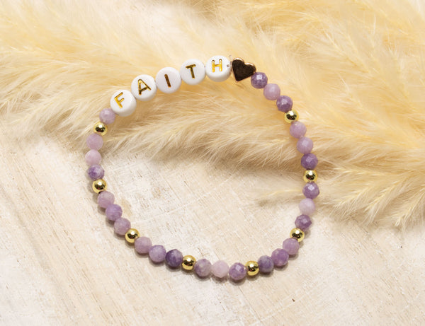 Amethyst Armband, Personalisiert , 18K vergoldete Perlen, Namensarmband , mit Namen