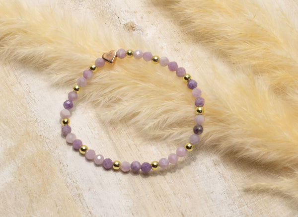 Amethyst Armband, Personalisiert , 18K vergoldete Perlen, Namensarmband , mit Namen