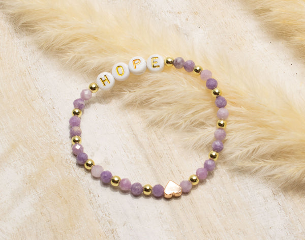 Amethyst Armband, Personalisiert , 18K vergoldete Perlen, Namensarmband , mit Namen