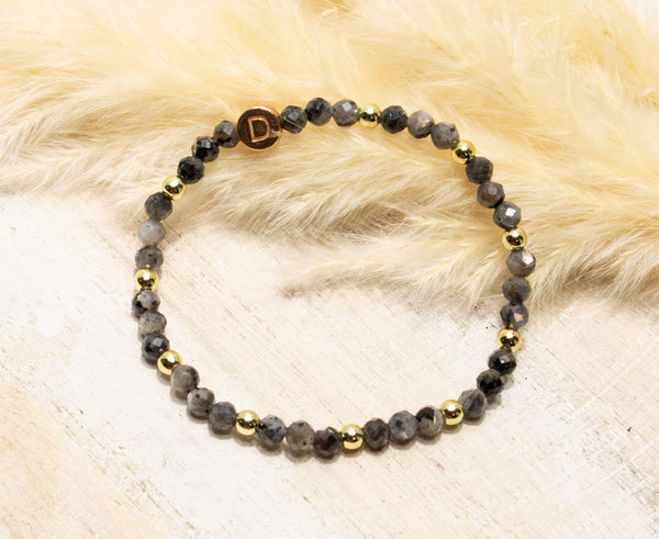 Labradorit Armband, Personalisiert , 18K vergoldete Perlen, Namensarmband , mit Namen