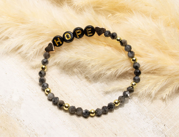 Labradorit Armband, Personalisiert , 18K vergoldete Perlen, Namensarmband , mit Namen