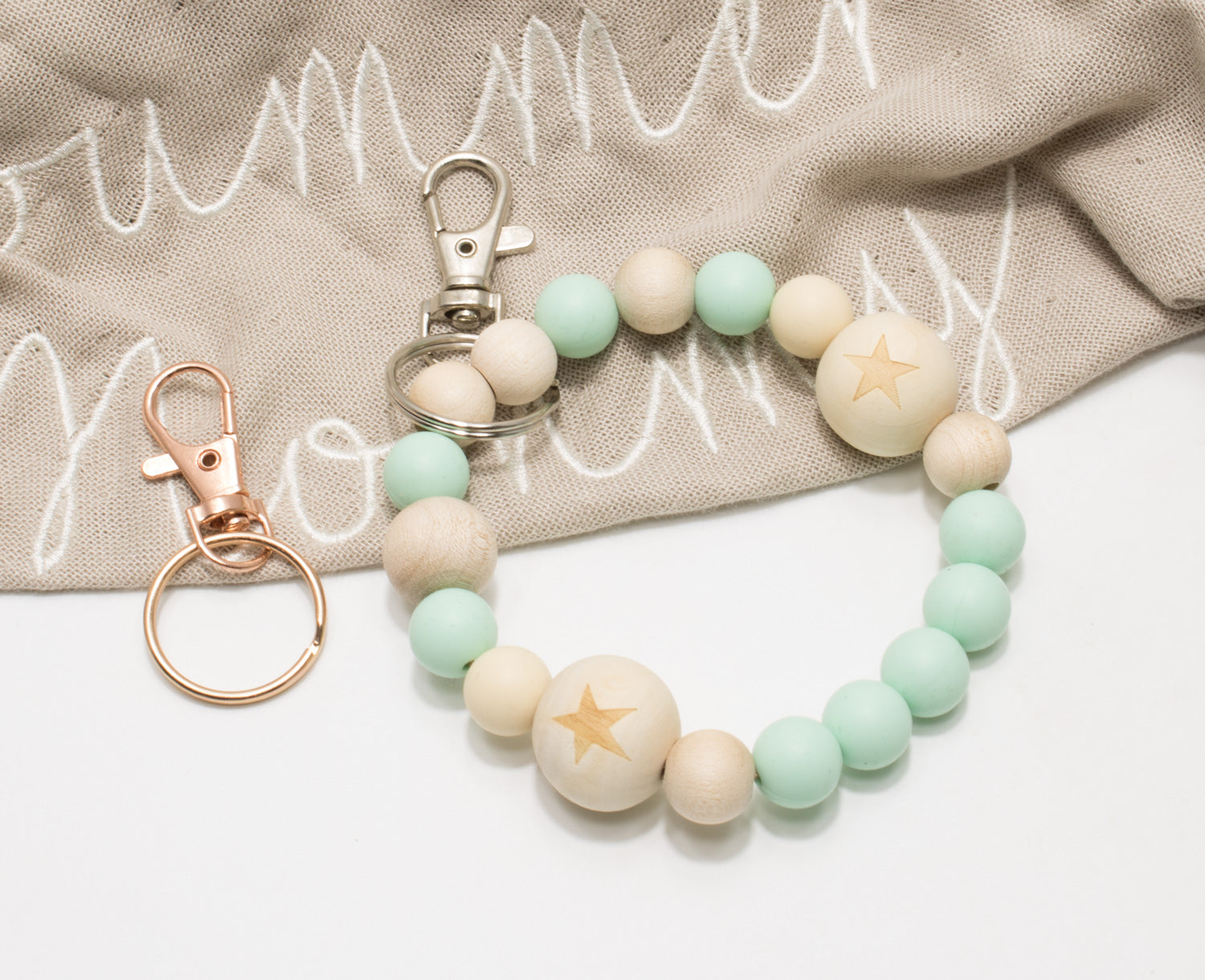 Schlüsselarmband mint, Armband für Schlüssel, Autoschlüssel