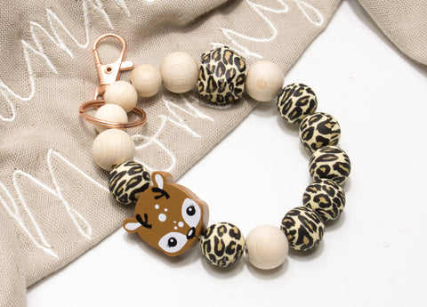 Schlüsselarmband Reh Leopard, Armband für Schlüssel, Autoschlüssel Leo