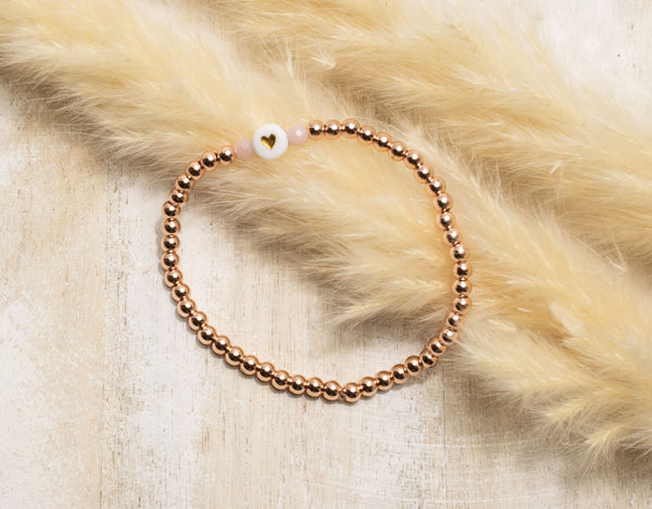 rosa Opal Armband, Personalisiert , 18K vergoldete Perlen, Namensarmband