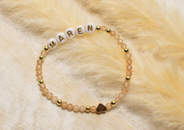 Zirkon Armband, Personalisiert , 18K vergoldete Perlen, Namensarmband , mit Namen